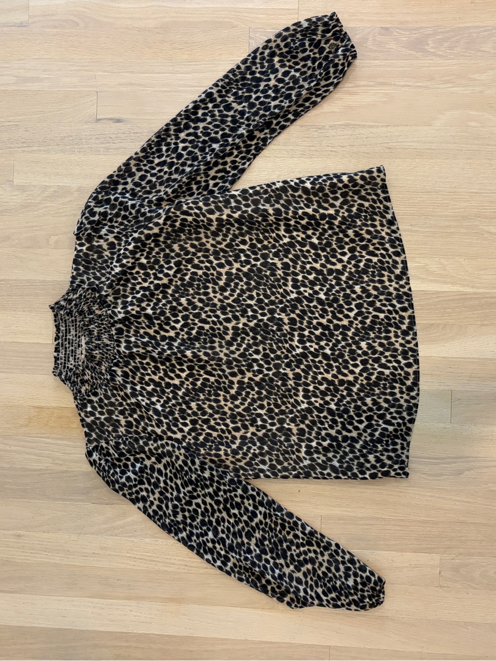 J. Crew Leopard Print Mock-Neck Blouse - Black & Tan